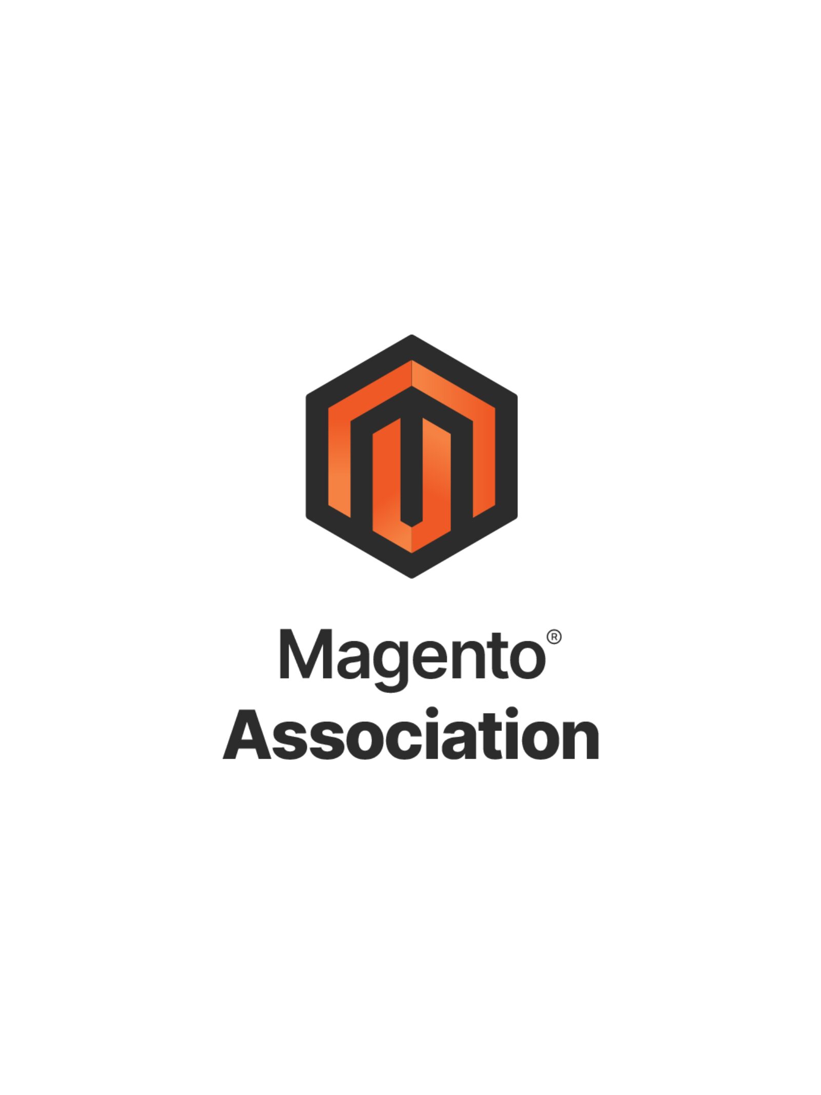 Vertical lockup of the Magento Association logo